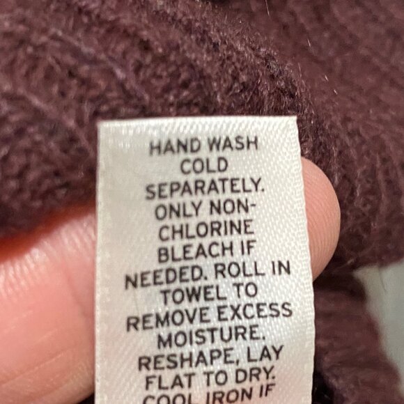 (3) Women Frenchi Burgundy Angora Wool Viscose Cut Out Long Boho Sweater Tunic S - Picture 7 of 7